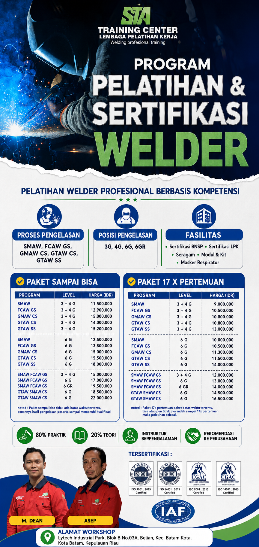 Brosur program pelatihan dan sertifikasi welder STA